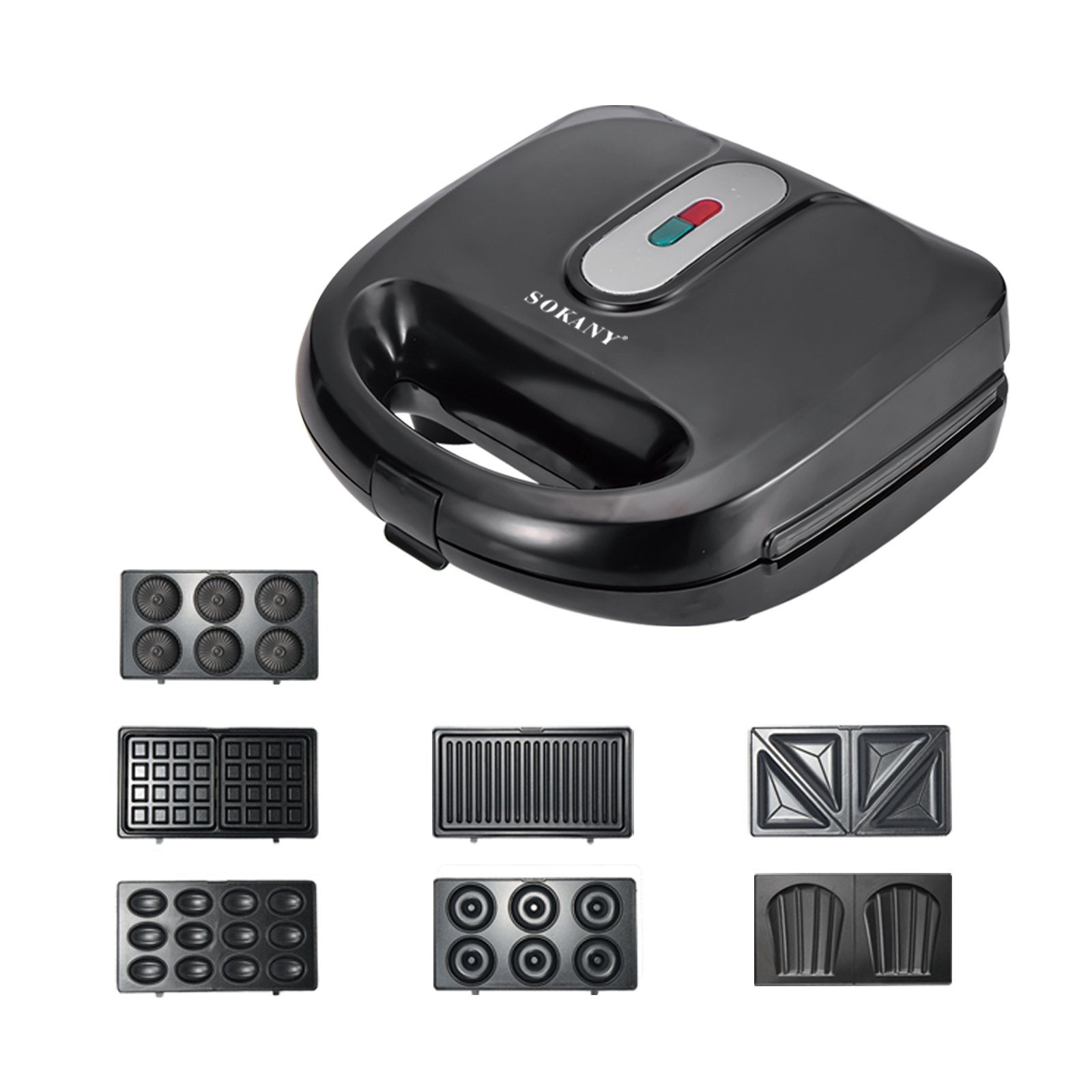 ساندوتش ميكر سوكاني — 7 قطع | 750 وات | KJ-907 سطح غير لاصق