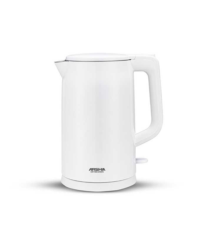 غلاية كهربائية أرشيا 1.7 لتر – EK160-3585 (أبيض) | غليان سريع وتصميم مزدوج الجدار بقدرة 1800 وات