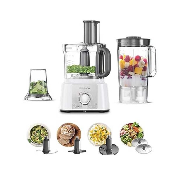 محضر طعام كينوود مالتي برو 1000 وات – سعة 3 لتر – أبيض × فضي – FDP65.400WH