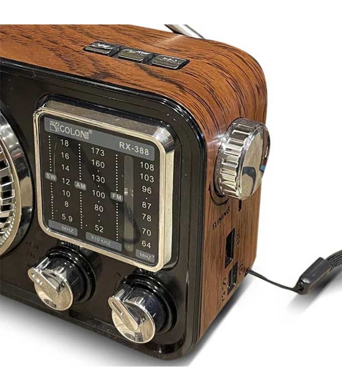 راديو جولون RX-388 كلاسيكي محمول بترددات FM/AM/SW وصوت نقي قوي – يعمل بالكهرباء أو البطاريات